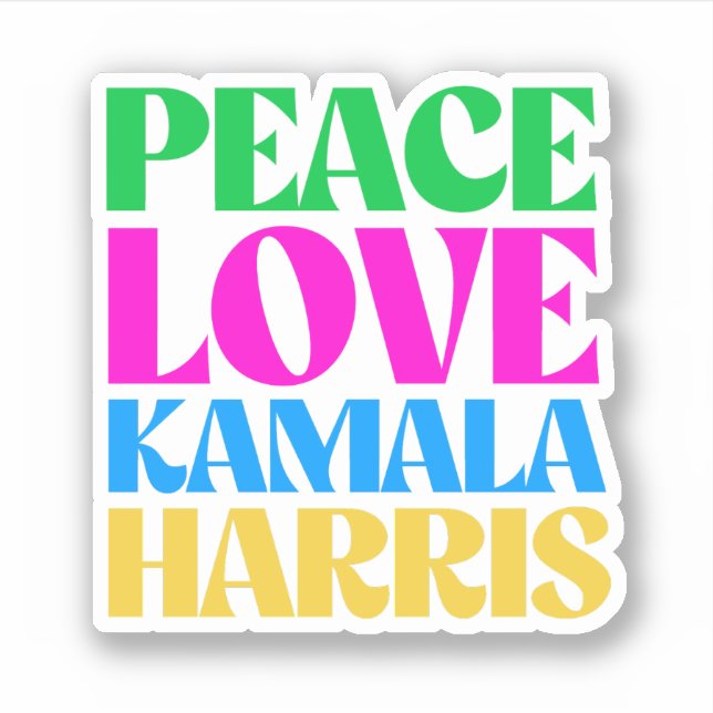 Sticker Peace Love Kamala Harris (Devant)