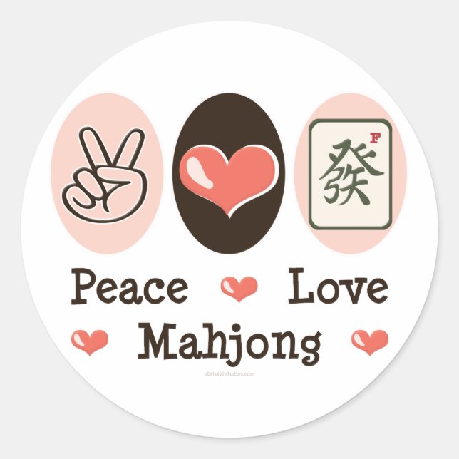 Sticker Peace Love Mahjong (Devant)