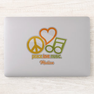 Sticker Peace Love Music nom personnalisé