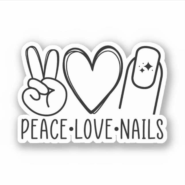 Sticker Peace Love Nails, Nail Tech, Nail Technician Cadea (Devant)