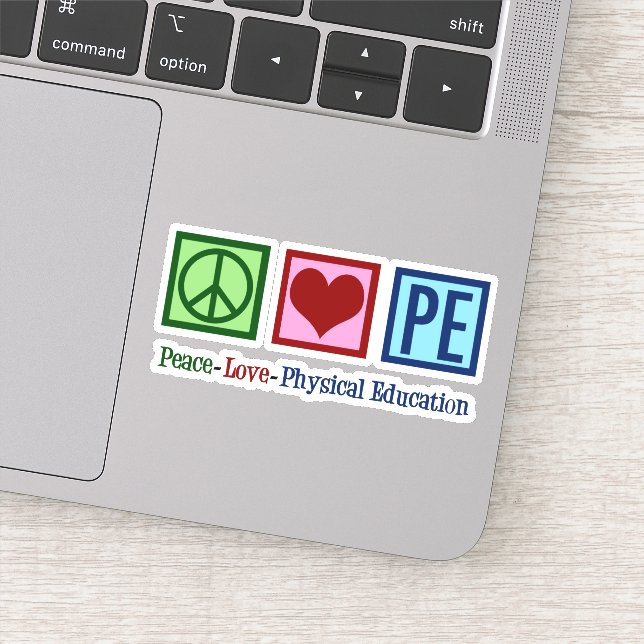 Sticker Peace Love PE Enseignant d'éducation physique (Détail)