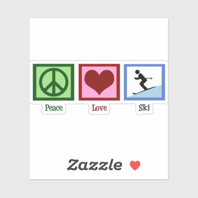 Sticker Peace Love Ski (Feuille)