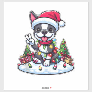Sticker Peace Main Boston Terrier Lumières de Noël Femmes