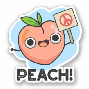 Sticker Peach Funky Peace Fruit Pun