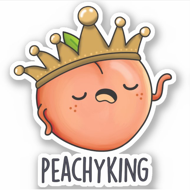 Sticker Peachy King Funny Peach Pun (Devant)