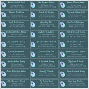 Sticker Peacock Feather Turquoise Moderne Mariage Adresse 