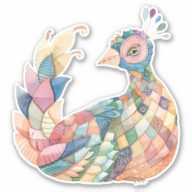 Sticker Peacock Patchwork (Devant)