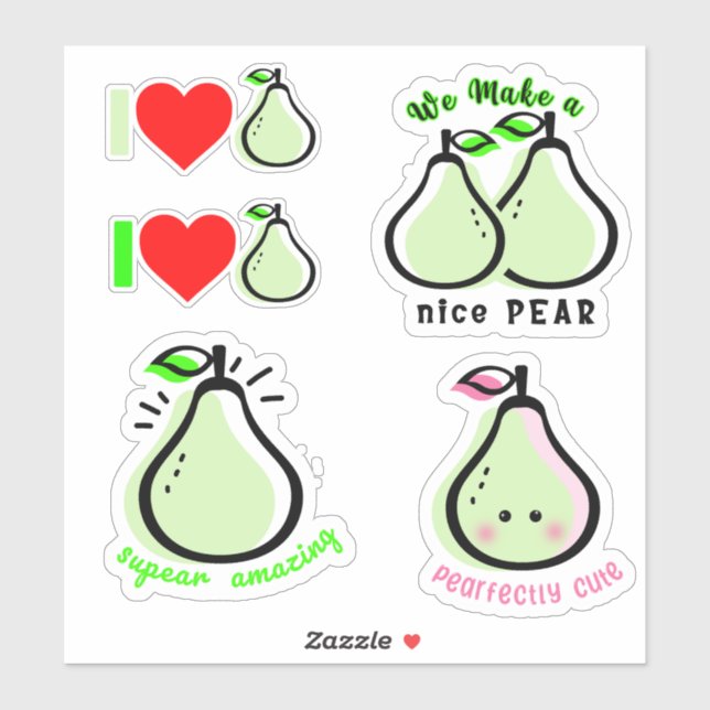 Sticker Pear Fun Pun Motivant Des Mots Encourageants (Feuille)