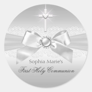 Sticker Pearl Bow & Cross First Holy Communion