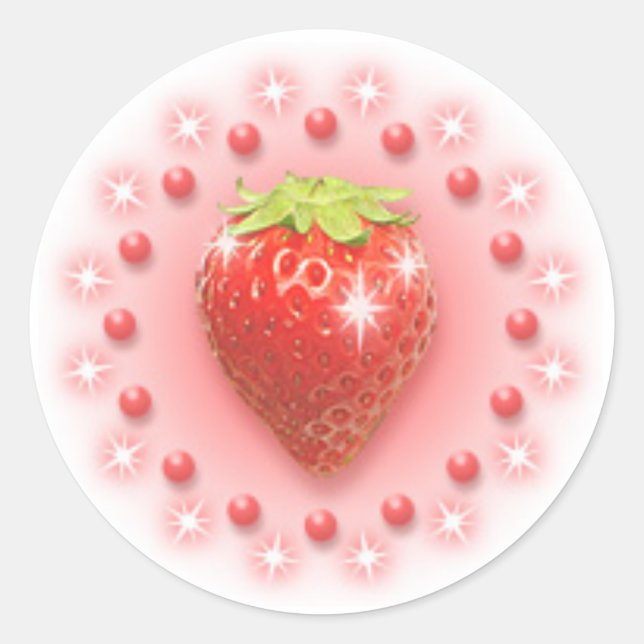 Sticker Pearl fraise rouge rose (Devant)