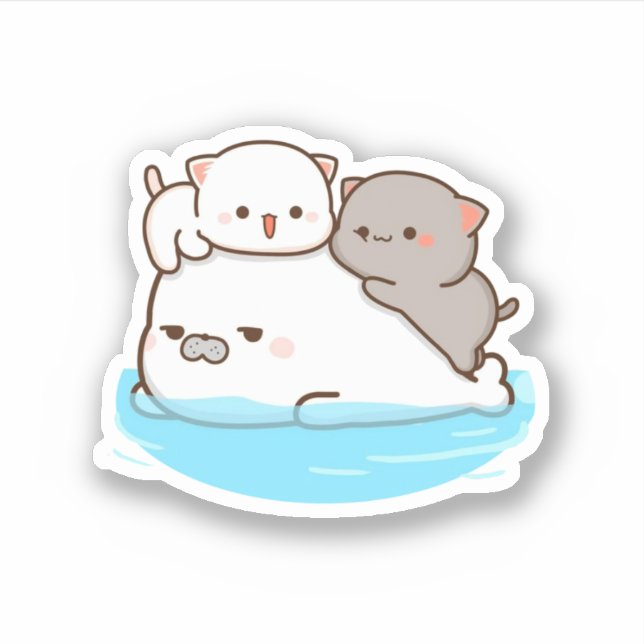 Sticker Pêche Et Chat Goma Mochi (Devant)