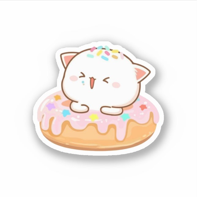 Sticker Pêche Et Goma Mochi Donut De Chat (Devant)