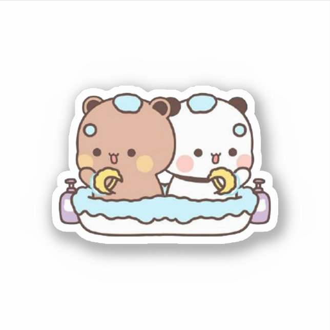 Sticker Pêche Et Ours Goma Mochi (Devant)