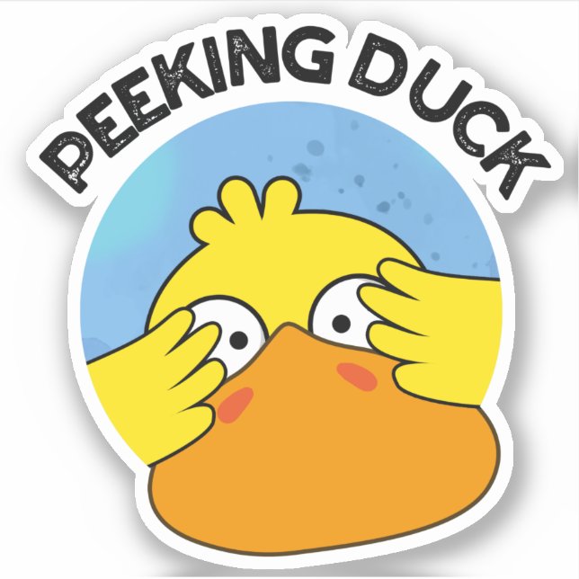 Sticker Peeking Canard Funny Animal Chinois Plat Pun (Devant)