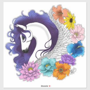 Sticker Pegasus Noir Floral