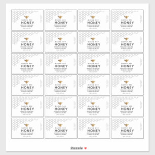 Sticker Peigne de miel noir Transparent Miel Abeille Étiqu