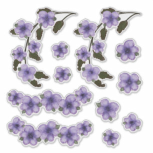 Sticker Peinture à l'aquarelle de fleurs violettes