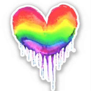 Sticker Peinture à séchage du coeur arc-en-ciel