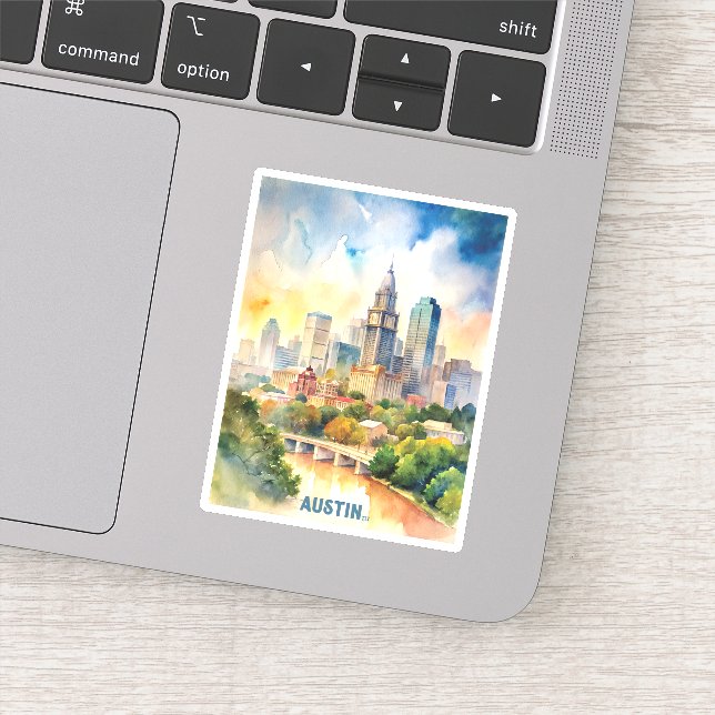 Sticker Peinture aquarelle Austin City (Détail)