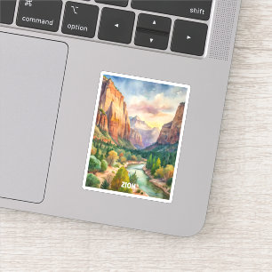 Sticker Peinture aquarelle du parc national Zion