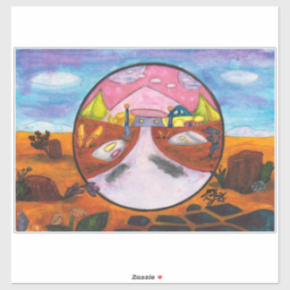 Sticker Peinture aquarelle Science Fiction Dimension Art
