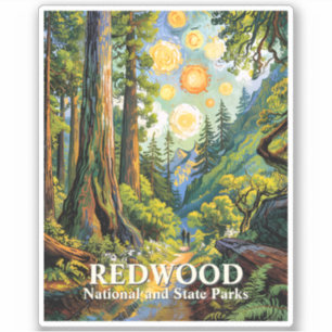 Sticker Peinture de randonnée colorée dans la forêt de mon