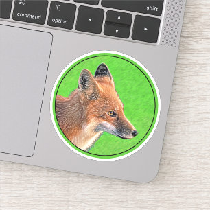 Sticker Peinture de Renard Rouge - Art Original sur la Fau