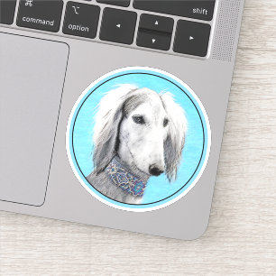 Sticker Peinture de Saluki (Argent) - Joli art original de