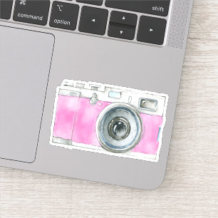 Sticker Peinture en rose pour caméra d'aquarelle rétro