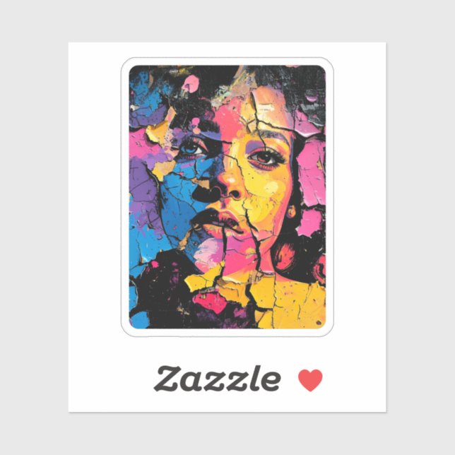 Sticker Peinture fissurée Peinture murale Beauté peau prof (Feuille)