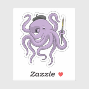 Sticker Peinture Octopus Peinture brosse
