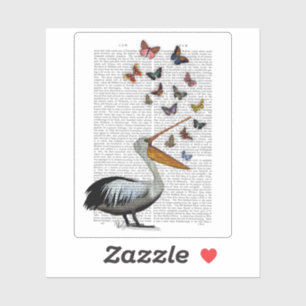 Sticker Pelican & Papillons