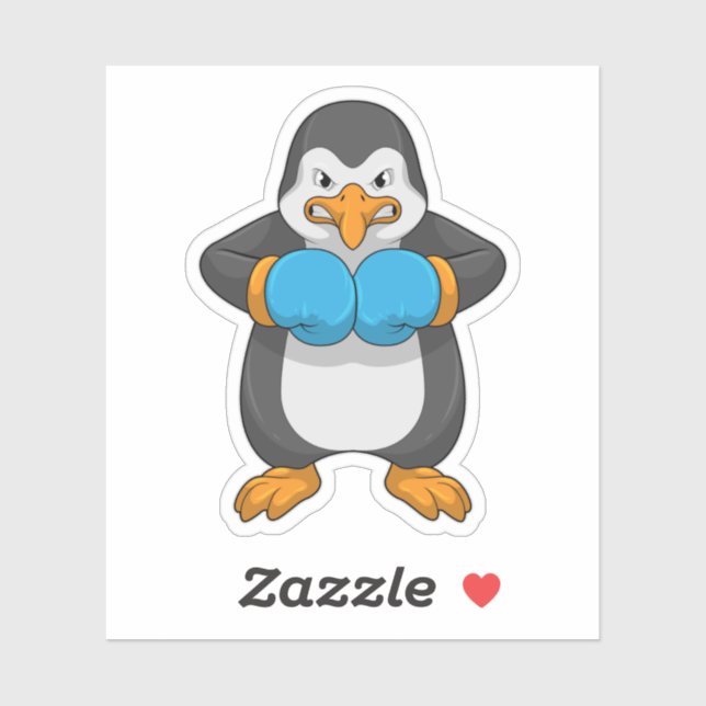 Sticker Penguin at Boxing with Boxing Gloves (Feuille)