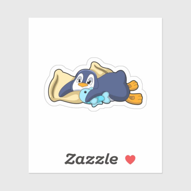 Sticker Penguin au coucher avec Coussin (Feuille)
