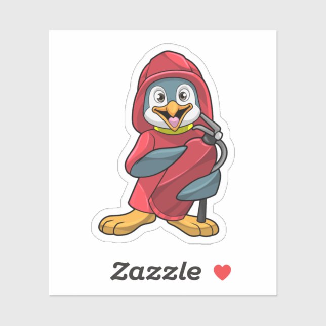 Sticker Penguin comme pompier avec Extinguisher (Feuille)