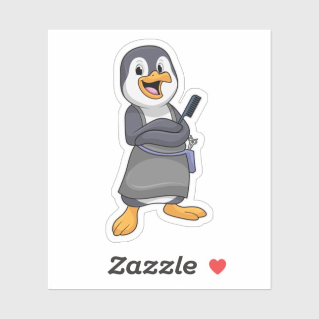 Sticker Penguin en coiffure avec peigne (Feuille)