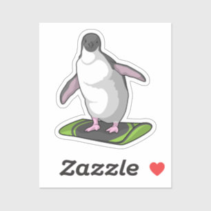 Sticker Penguin en Snowboardeur avec Snowboard