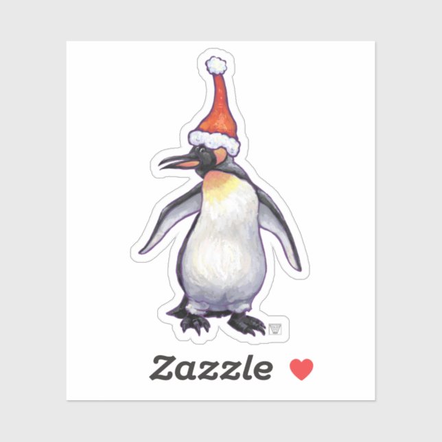 Sticker Penguin festif dans un chapeau de Santa (Feuille)