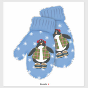 Sticker Penguin Mittens Noël grand mignon