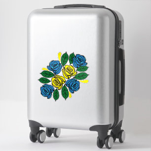 Sticker Péniche étroite d'art populaire aux fleurs bleues
