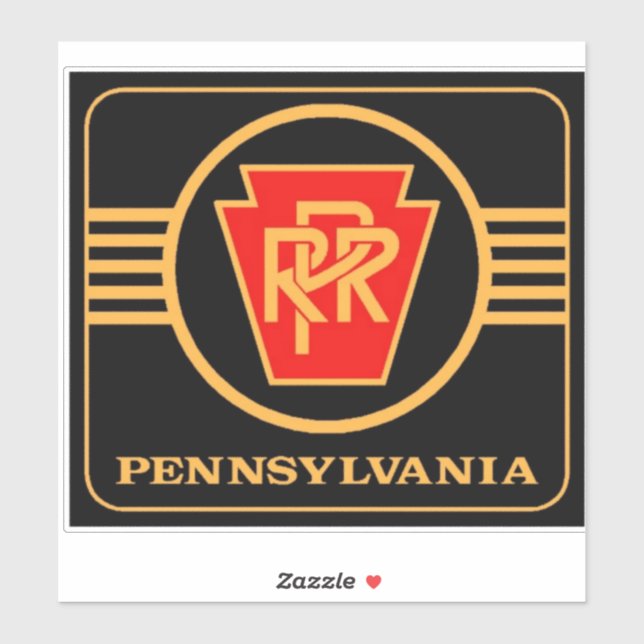 Sticker Pennsylvania Railroad Black and  Gold large Square (Feuille)
