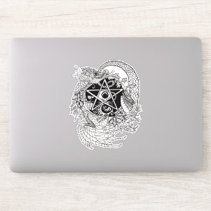 Sticker pentacle de style Art nouveau Dragon