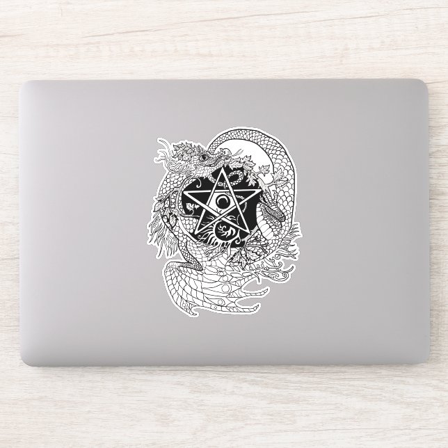 Sticker pentacle de style Art nouveau Dragon (Ordinateur)