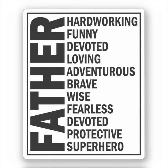 Sticker Père Adjective Fête des pères Cool Papa Définition (Recto)