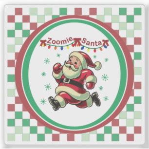 Sticker Père Noël à fond de train Noël