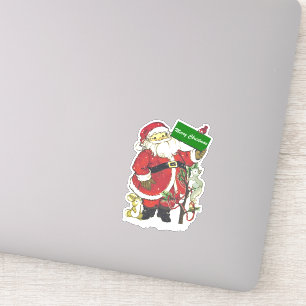 Sticker Père Noël Animaux Petit Arbre Neige Joyeux Noël