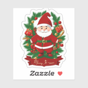 Sticker Père Noël avec des branches de sapin - 