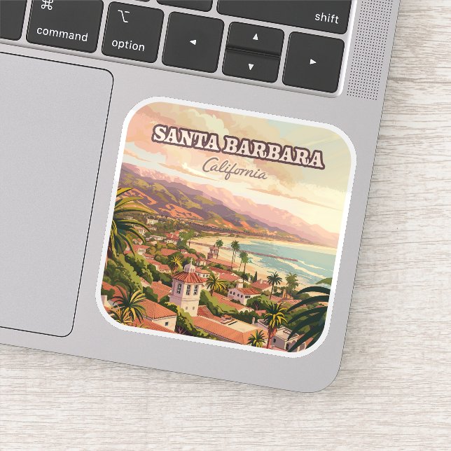 Sticker Père Noël Barbara Beach Côte Centrale Californie R (Détail)