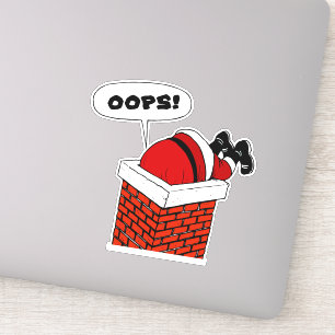 Sticker Père Noël coincé dans l'autocollant Chiminey