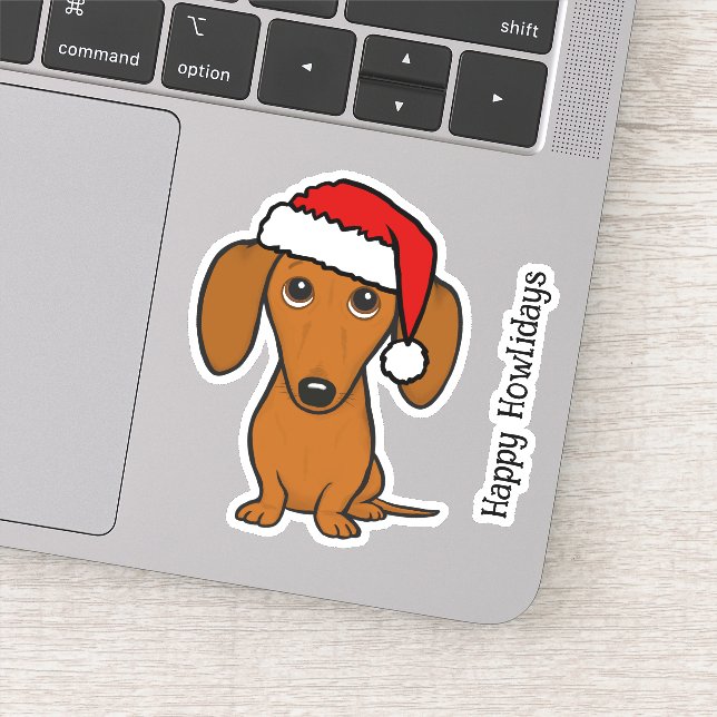 Sticker Père Noël Dachshund Cute Wiener Chien Noël (Détail)
